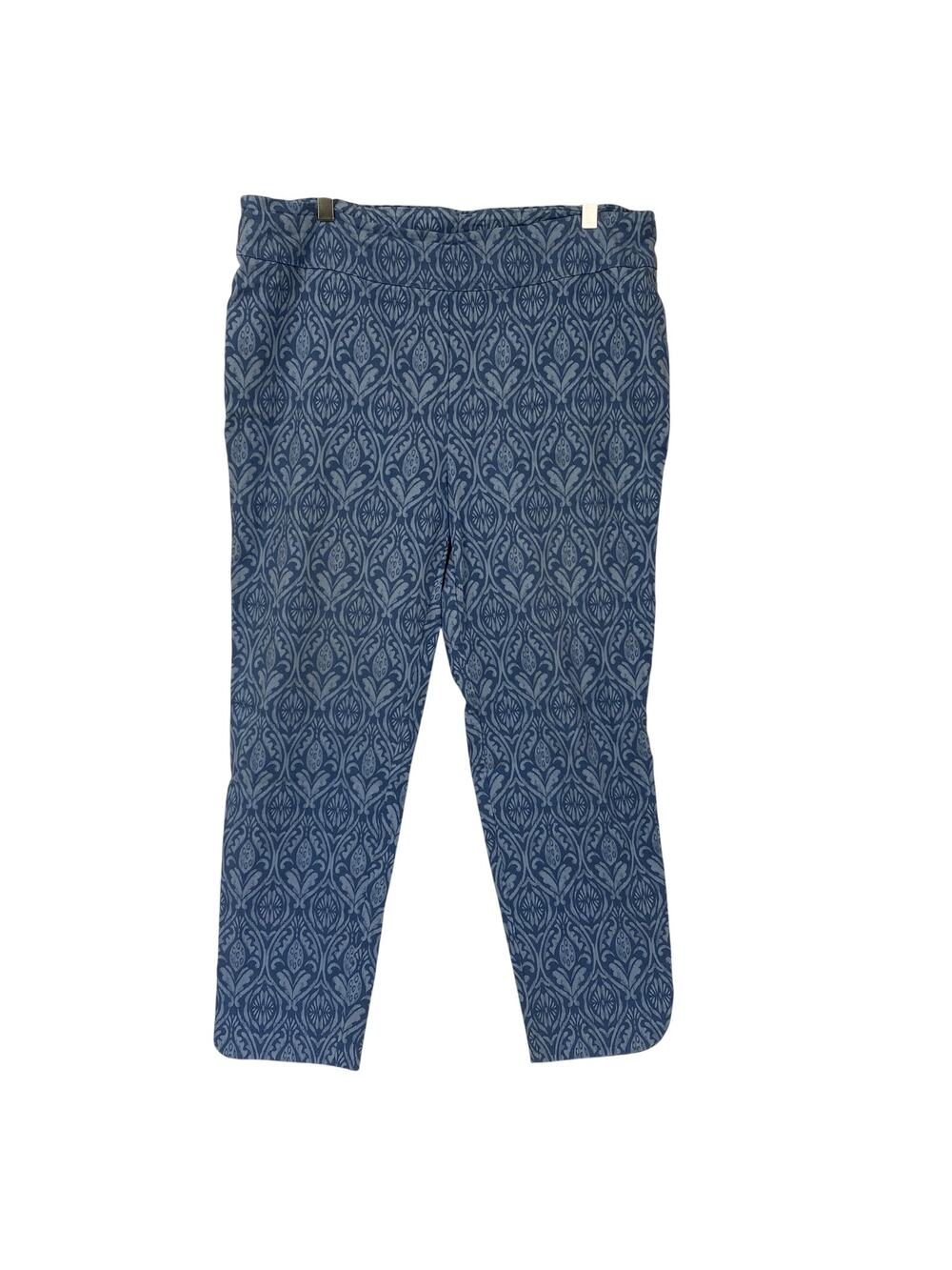 Soft Surroundings Crop Pants Womens 1X Blue Floral Ankle Pull On Slimming 36x27